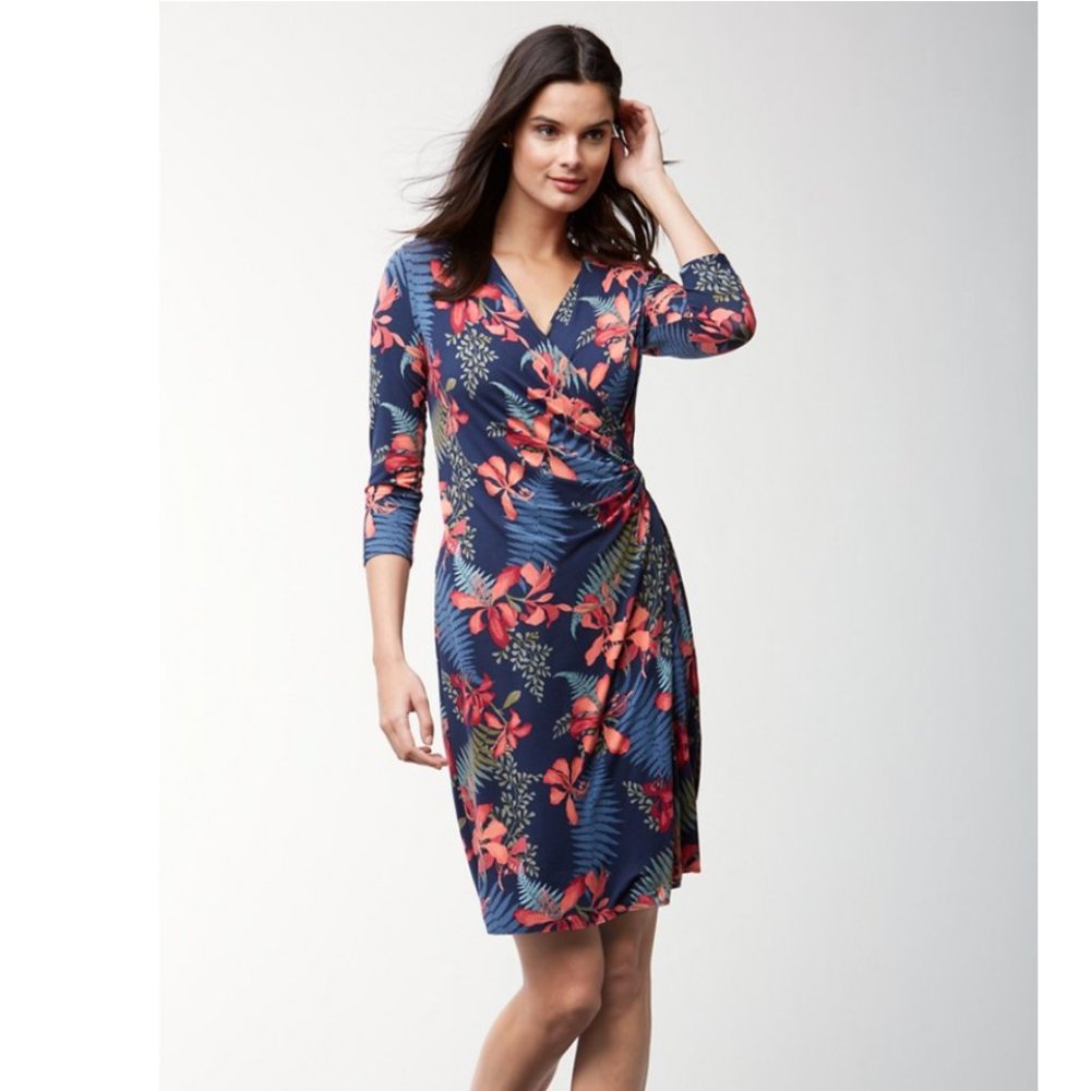 Tommy Bahama Sacred Groves Tambour Faux-Wrap Dress Size S